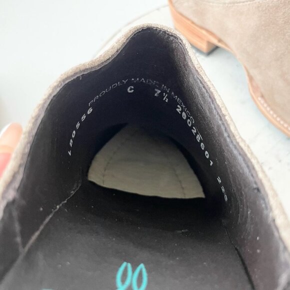 Lane Plain Jane Mule Womens 6.5 Latte Suede Cowboy Boots Western Slip On Short - Picture 7 of 10